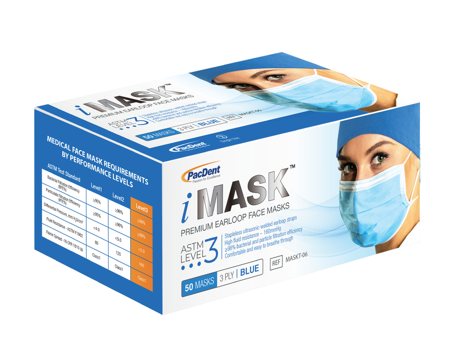 PacDent iMask Earloop Level 3 Blue 50bx